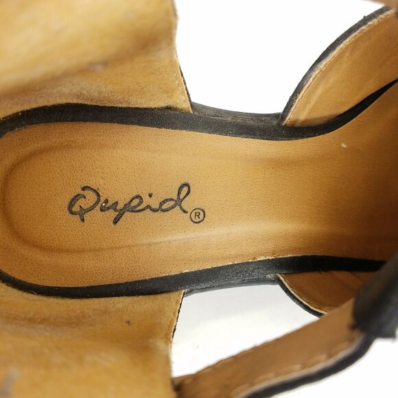 Qupid Black Leather Open Side Ankle Boots Cap Toe Short Booties Womens Size 6.5 - Picture 6 of 6